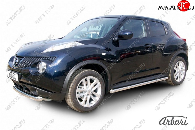 12 149 р. Защита штатных порогов 2WD Arbori (нержавейка, d57 mm). Nissan Juke 1 YF15 рестайлинг (2014-2020)  с доставкой в г. Йошкар-Ола