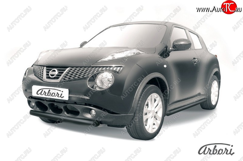 5 399 р. Защита переднего бампера 2WD Arbori (короткая, черная, 1 труба d57 mm). Nissan Juke 1 YF15 дорестайлинг (2010-2014)  с доставкой в г. Йошкар-Ола