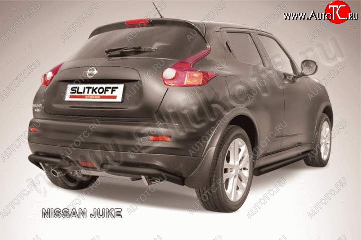 8 299 р. Защита заднего бампера из труб d57 Slitkoff (уголки, 57, 2WD) Nissan Juke 1 YF15 дорестайлинг (2010-2014) (Цвет: серебристый)  с доставкой в г. Йошкар-Ола