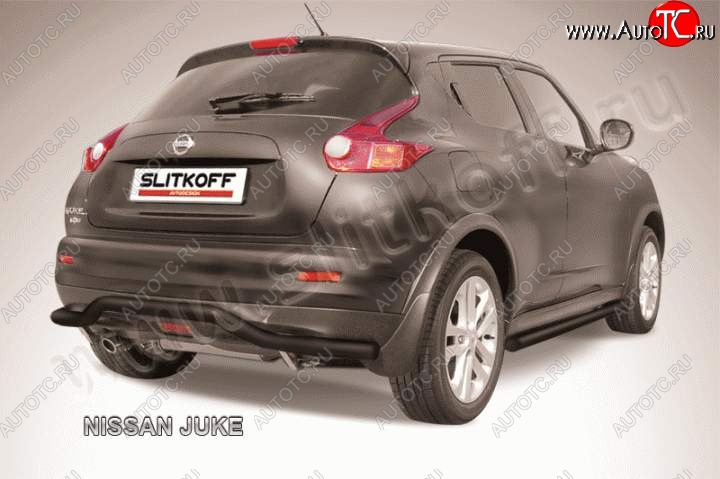 8 949 р. Защита заднего бампера из трубы d57 Slitkoff (волна) Nissan Juke 1 YF15 дорестайлинг (2010-2014) (Цвет: серебристый)  с доставкой в г. Йошкар-Ола