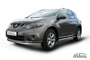 13 499 р. Защита штатных порогов Arbori (нержавейка, d57 mm). Nissan Murano 2 Z51 рестайлинг (2010-2016)  с доставкой в г. Йошкар-Ола. Увеличить фотографию 2