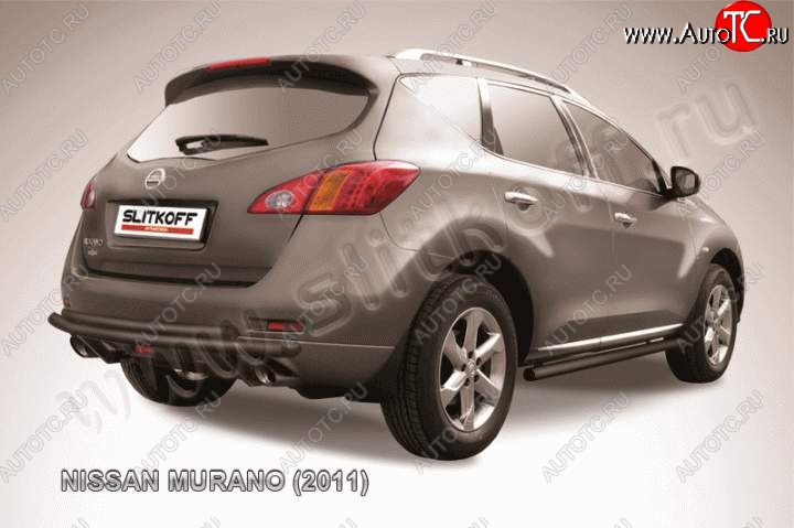 7 999 р. Защита задняя Slitkoff  Nissan Murano  2 Z51 (2010-2016) рестайлинг (Цвет: серебристый)  с доставкой в г. Йошкар-Ола