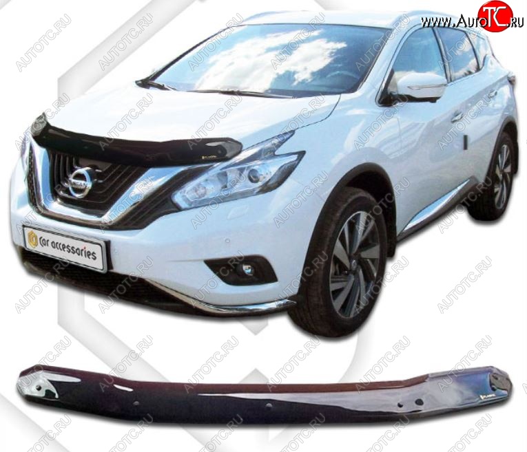 1 999 р. Дефлектор капота CA-Plastiс  Nissan Murano  3 Z52 (2015-2025) дорестайлинг, рестайлинг (Classic черный, Без надписи)  с доставкой в г. Йошкар-Ола