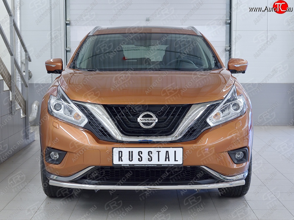 16 899 р. Защита переднего бампера (Ø42 мм, нержавейка) SLITKOFF Nissan Murano 3 Z52 дорестайлинг (2015-2022)  с доставкой в г. Йошкар-Ола