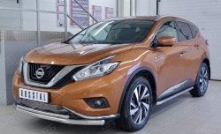 22 449 р. Защита переднего бампера (2 трубыØ63 и 42 мм, нержавейка) SLITKOFF Nissan Murano 3 Z52 дорестайлинг (2015-2022)  с доставкой в г. Йошкар-Ола. Увеличить фотографию 2