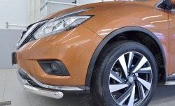 22 449 р. Защита переднего бампера (2 трубыØ63 и 42 мм, нержавейка) SLITKOFF Nissan Murano 3 Z52 дорестайлинг (2015-2022)  с доставкой в г. Йошкар-Ола. Увеличить фотографию 3