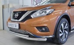 22 449 р. Защита переднего бампера (2 трубыØ63 и 42 мм, нержавейка) SLITKOFF Nissan Murano 3 Z52 дорестайлинг (2015-2022)  с доставкой в г. Йошкар-Ола. Увеличить фотографию 4