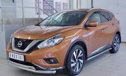 21 899 р. Защита переднего бампера (2 трубыØ63 и 75х42 мм, нержавейка) Russtal Nissan Murano 3 Z52 дорестайлинг (2015-2022)  с доставкой в г. Йошкар-Ола. Увеличить фотографию 2