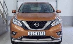 21 899 р. Защита переднего бампера (2 трубыØ63 и 75х42 мм, нержавейка) Russtal  Nissan Murano  3 Z52 (2015-2022) дорестайлинг  с доставкой в г. Йошкар-Ола. Увеличить фотографию 1