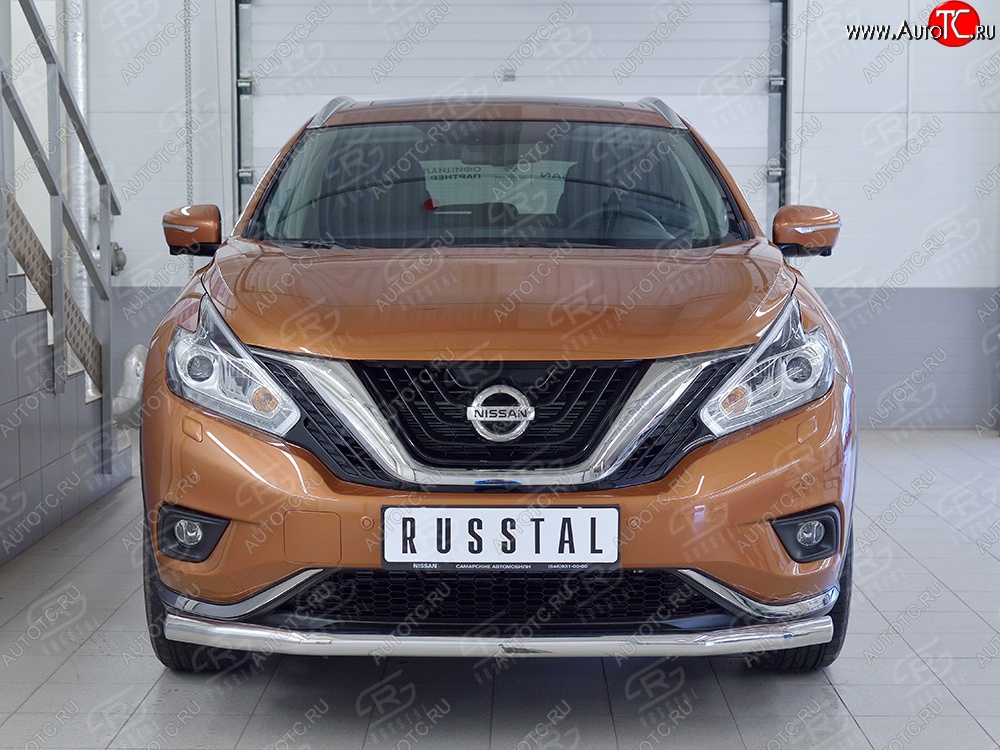 18 699 р. Защита переднего бампера (Ø63 мм, нержавейка) SLITKOFF Nissan Murano 3 Z52 дорестайлинг (2015-2022)  с доставкой в г. Йошкар-Ола