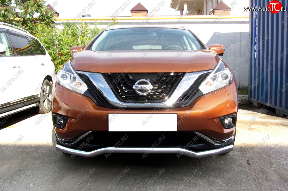 20 449 р. Защита переднего бампера из изогнутой трубы диаметром 57 мм Slitkoff Nissan Murano 3 Z52 дорестайлинг (2015-2022) (Нержавейка, Полированная)  с доставкой в г. Йошкар-Ола