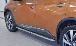 26 999 р. Порожки для ног (Ø42) SLITKOFF  Nissan Murano  3 Z52 (2015-2024) дорестайлинг, рестайлинг (лист - алюминий, профиль - нержавейка)  с доставкой в г. Йошкар-Ола. Увеличить фотографию 4