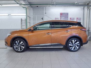 25 849 р. Широкая защита порогов с трубой диаметром 42 мм SLITKOFF v2 Nissan Murano 3 Z52 дорестайлинг (2015-2022)  с доставкой в г. Йошкар-Ола. Увеличить фотографию 3