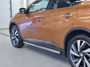 20 849 р. Защита порогов из круглой трубы диаметром 63 мм SLITKOFF v2 Nissan Murano 3 Z52 дорестайлинг (2015-2022)  с доставкой в г. Йошкар-Ола. Увеличить фотографию 3