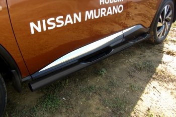 14 749 р. Защита порогов Slitkoff  Nissan Murano  3 Z52 (2015-2025) дорестайлинг, рестайлинг (Цвет: серебристый)  с доставкой в г. Йошкар-Ола. Увеличить фотографию 1