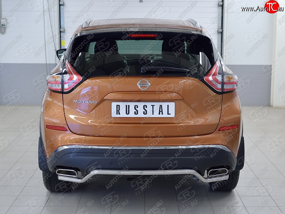 15 949 р. Защита заднего бампера (Ø42 мм волна, нержавейка) SLITKOFF Nissan Murano 3 Z52 дорестайлинг (2015-2022)  с доставкой в г. Йошкар-Ола