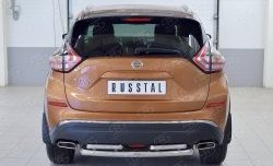 Защита заднего бампера (2 трубы Ø63 и 42 мм, нержавейка) SLITKOFF Nissan Murano 3 Z52 дорестайлинг (2015-2022)