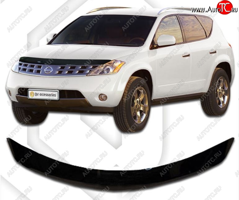 1 999 р. Дефлектор капота CA-Plastic  Nissan Murano  1 Z50 (2002-2009) (Classic черный, Без надписи)  с доставкой в г. Йошкар-Ола