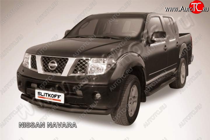 9 449 р. Защита переднего бампер Slitkoff  Nissan Navara  2 D40 (2004-2010) дорестайлинг (Цвет: серебристый)  с доставкой в г. Йошкар-Ола