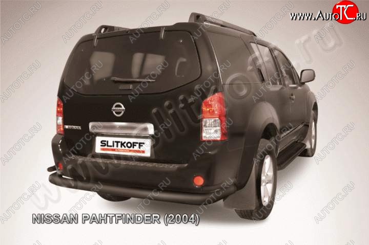 11 299 р. Защита задняя Slitkoff  Nissan Pathfinder  R51 (2004-2007) дорестайлинг (Цвет: серебристый)  с доставкой в г. Йошкар-Ола