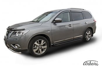 Порожки для ног Arbori Optima Black Nissan Pathfinder R52 дорестайлинг (2012-2017)