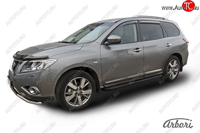 11 609 р. Порожки для ног Arbori Optima Black Nissan Pathfinder R52 дорестайлинг (2012-2017)  с доставкой в г. Йошкар-Ола