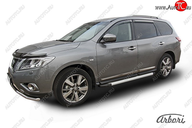 10 979 р. Порожки для ног Arbori Optima Silver Nissan Pathfinder R52 дорестайлинг (2012-2017)  с доставкой в г. Йошкар-Ола