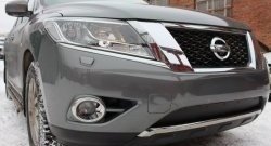 1 469 р. Нижняя сетка на бампер Russtal (черная) Nissan Pathfinder R52 дорестайлинг (2012-2017)  с доставкой в г. Йошкар-Ола. Увеличить фотографию 2