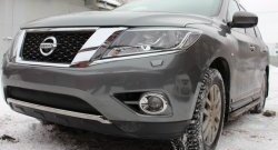 Нижняя сетка на бампер Russtal (черная) Nissan (Нисан) Pathfinder (Патфайндер)  R52 (2012-2017) R52 дорестайлинг