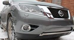 1 539 р. Нижняя сетка на бампер Russtal (хром) Nissan Pathfinder R52 дорестайлинг (2012-2017)  с доставкой в г. Йошкар-Ола. Увеличить фотографию 2