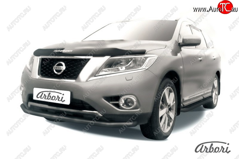 6 749 р. Защита переднего бампера Arbori (черная, 1 труба d57 mm). Nissan Pathfinder R52 дорестайлинг (2012-2017)  с доставкой в г. Йошкар-Ола