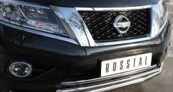 12 599 р. Защита переднего бампера (2 трубыØ63 и 42 мм, нержавейка) SLITKOFF Nissan Pathfinder R52 дорестайлинг (2012-2017)  с доставкой в г. Йошкар-Ола. Увеличить фотографию 3