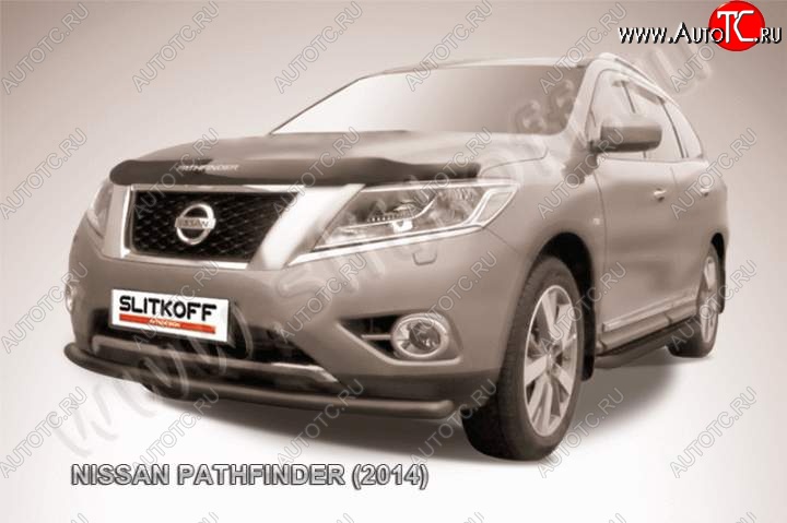 7 899 р. Защита переднего бампер Slitkoff Nissan Pathfinder R52 дорестайлинг (2012-2017) (Цвет: серебристый)  с доставкой в г. Йошкар-Ола