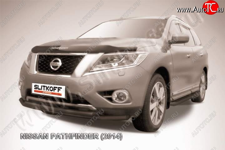 8 799 р. Защита переднего бампер Slitkoff Nissan Pathfinder R52 дорестайлинг (2012-2017) (Цвет: серебристый)  с доставкой в г. Йошкар-Ола