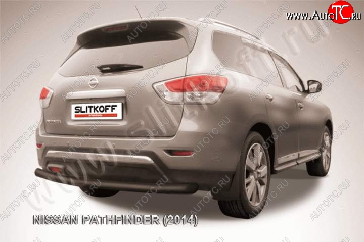 9 999 р. Защита задняя Slitkoff  Nissan Pathfinder  R52 (2012-2017) дорестайлинг (Цвет: серебристый)  с доставкой в г. Йошкар-Ола