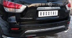 17 999 р. Защита заднего бампера (Ø63 мм уголки, нержавейка) SLITKOFF  Nissan Pathfinder  R52 (2012-2017) дорестайлинг  с доставкой в г. Йошкар-Ола. Увеличить фотографию 2