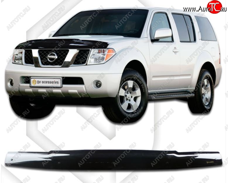 1 999 р. Дефлектор капота CA-Plastiс  Nissan Pathfinder  R51 (2009-2014) рестайлинг (Classic черный, Без надписи)  с доставкой в г. Йошкар-Ола