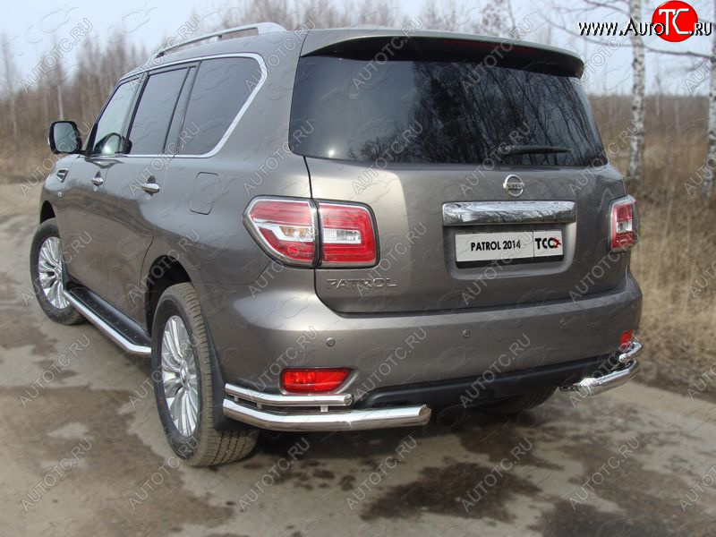 27 999 р. Защита заднего бампера (уголки двойные) ТСС 76,1/42,4 мм  Nissan Patrol  6 (2014-2017) Y62 рестайлинг  с доставкой в г. Йошкар-Ола