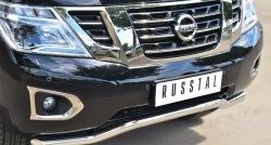 21 849 р. Защита переднего бампера (Ø63 мм волна, нержавейка) SLITKOFF Nissan Patrol 6 Y62 дорестайлинг (2010-2014)  с доставкой в г. Йошкар-Ола. Увеличить фотографию 2