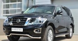 21 849 р. Защита переднего бампера (Ø63 мм волна, нержавейка) SLITKOFF Nissan Patrol 6 Y62 дорестайлинг (2010-2014)  с доставкой в г. Йошкар-Ола. Увеличить фотографию 3