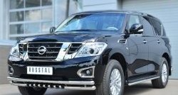 13 199 р. Защита порогов из круглой трубы диаметром 42 мм (рестайлинг) SLITKOFF Nissan Patrol 6 Y62 дорестайлинг (2010-2014)  с доставкой в г. Йошкар-Ола. Увеличить фотографию 3