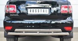 Защита заднего бампера (2 трубы Ø76х42 мм, нержавейка) Russtal Nissan Patrol 6 Y62 рестайлинг (2014-2017)