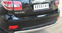 15 649 р. Защита заднего бампера (Ø75x42 мм, нержавейка) Russtal Nissan Patrol 6 Y62 рестайлинг (2014-2017)  с доставкой в г. Йошкар-Ола. Увеличить фотографию 2