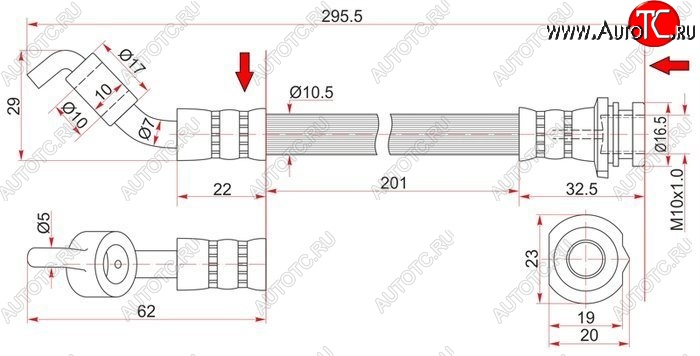 799 р. Тормозной шланг SAT (задний, левый)  Nissan Presage - Teana  1 J31  с доставкой в г. Йошкар-Ола