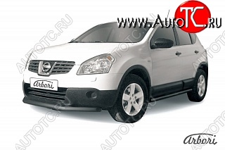 5 939 р. Защита переднего бампера Arbori (короткая, черная, 1 труба d57 mm). Nissan Qashqai 1 дорестайлинг (2007-2010)  с доставкой в г. Йошкар-Ола