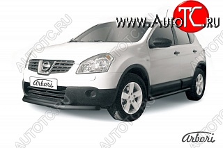 7 199 р. Защита переднего бампера Arbori (черная, 2 трубы d57 и 42 mm) Nissan Qashqai 1 дорестайлинг (2007-2010)  с доставкой в г. Йошкар-Ола