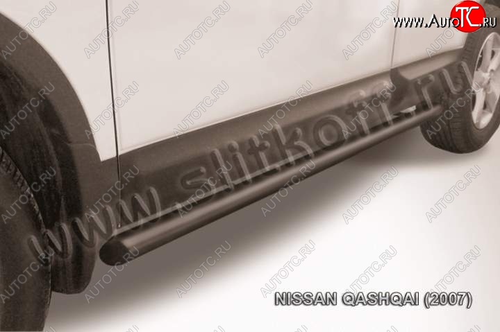 10 949 р. Защита порогов Slitkoff Nissan Qashqai 1 дорестайлинг (2007-2010) (Цвет: серебристый)  с доставкой в г. Йошкар-Ола