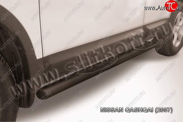 13 749 р. Защита порогов Slitkoff Nissan Qashqai 1 дорестайлинг (2007-2010) (Цвет: серебристый)  с доставкой в г. Йошкар-Ола