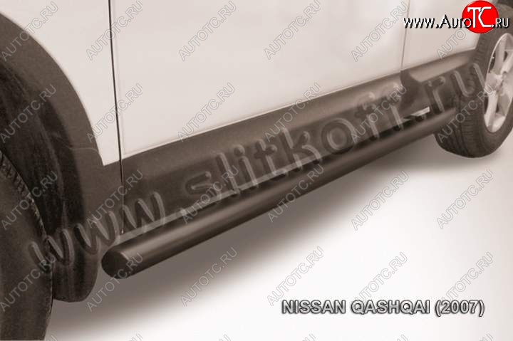 11 749 р. Защита порогов Slitkoff Nissan Qashqai 1 дорестайлинг (2007-2010) (Цвет: серебристый)  с доставкой в г. Йошкар-Ола