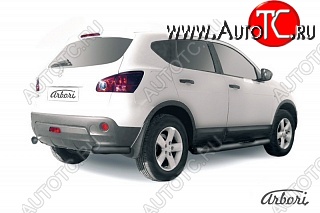 2 789 р. Защита заднего бампера Arbori (уголки, черная, 1 труба d57 mm). Nissan Qashqai 1 дорестайлинг (2007-2010)  с доставкой в г. Йошкар-Ола